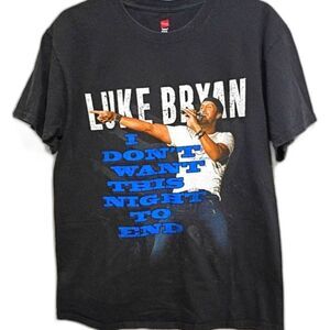 Hanes Black Graphic T-Shirt M, Luke Bryan Tour Band Concert Country Music Cowboy